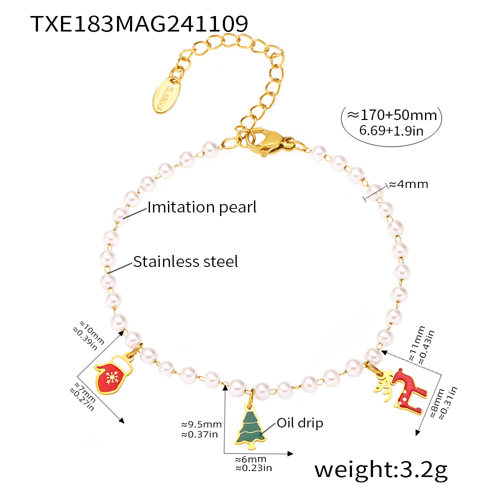 2:Txe183-gold christmas beaded multi-accessory bracelet