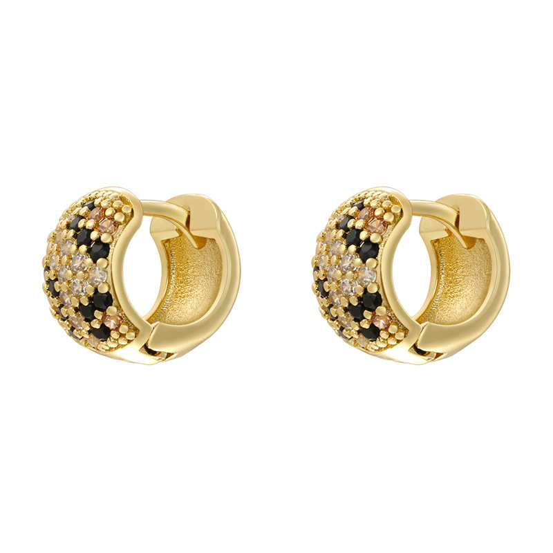 1:Ve1582 gold small leopard print earrings