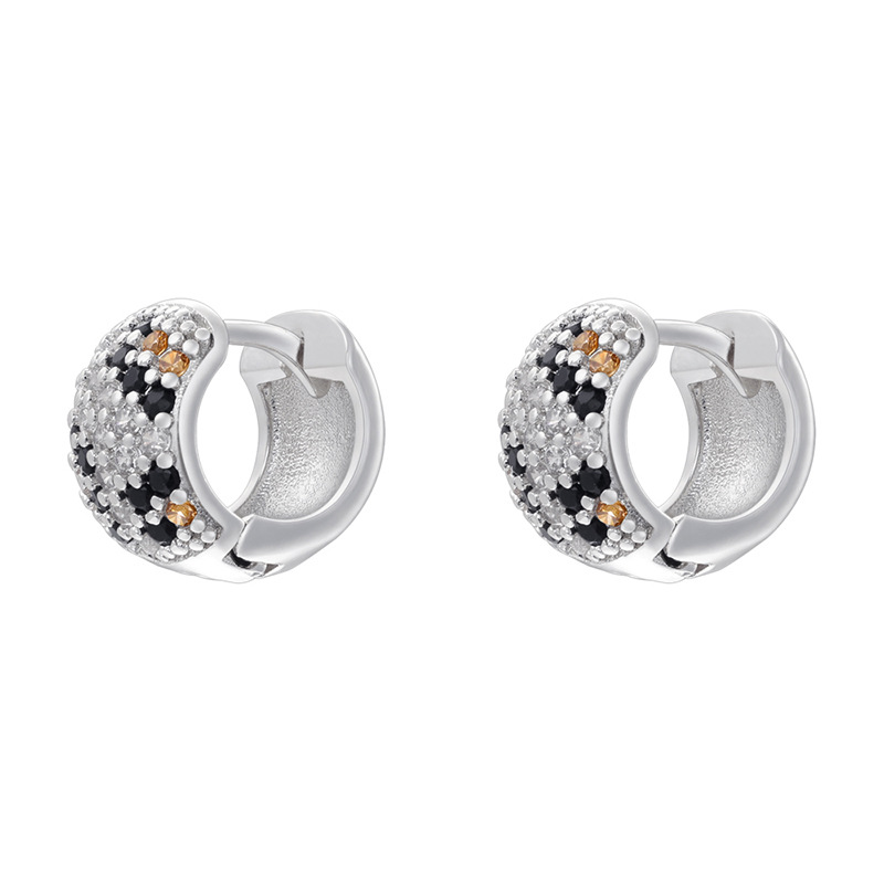 2:Ve1582 white gold small leopard print earrings