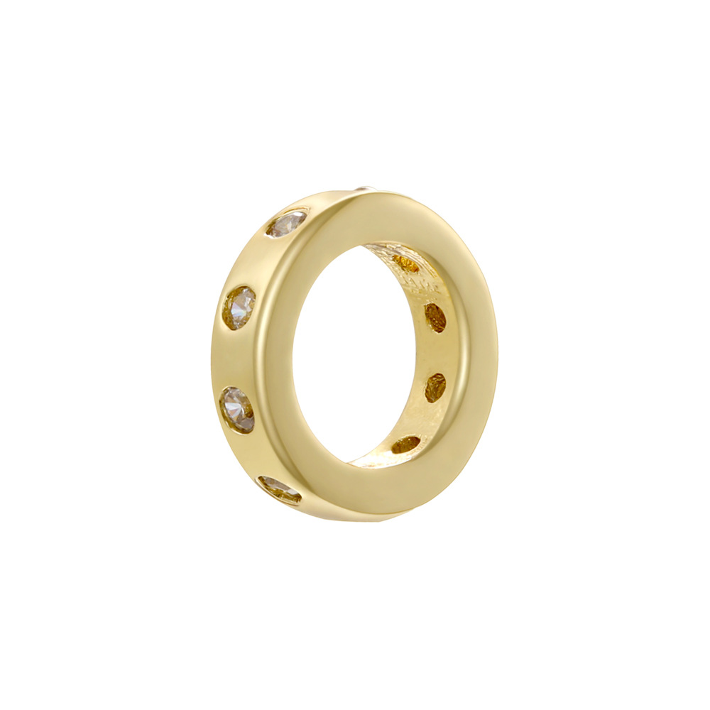 1:Golden white diamond round spacer beads
