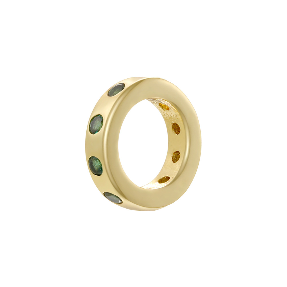 3:Golden green diamond round spacer beads