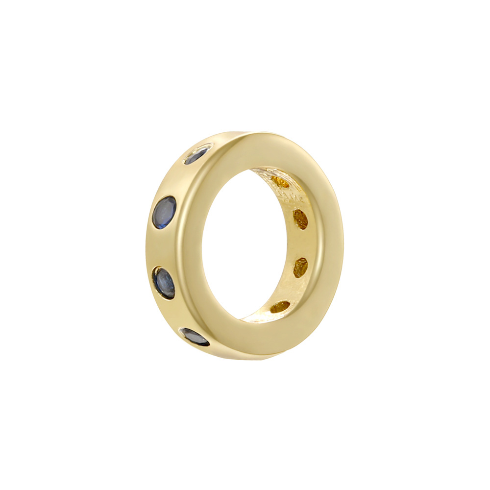 9:Golden blue diamond round spacer beads