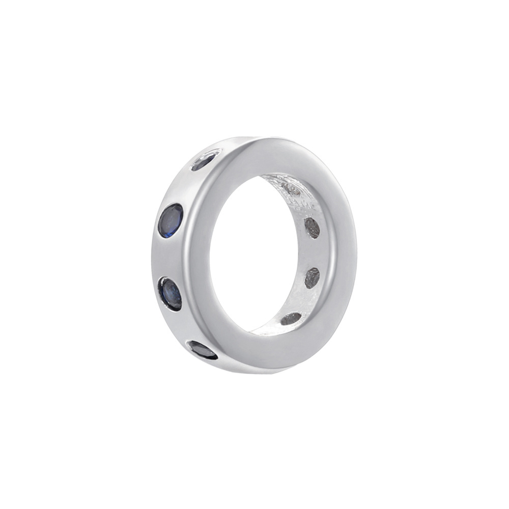 10:White gold blue diamond round spacer beads