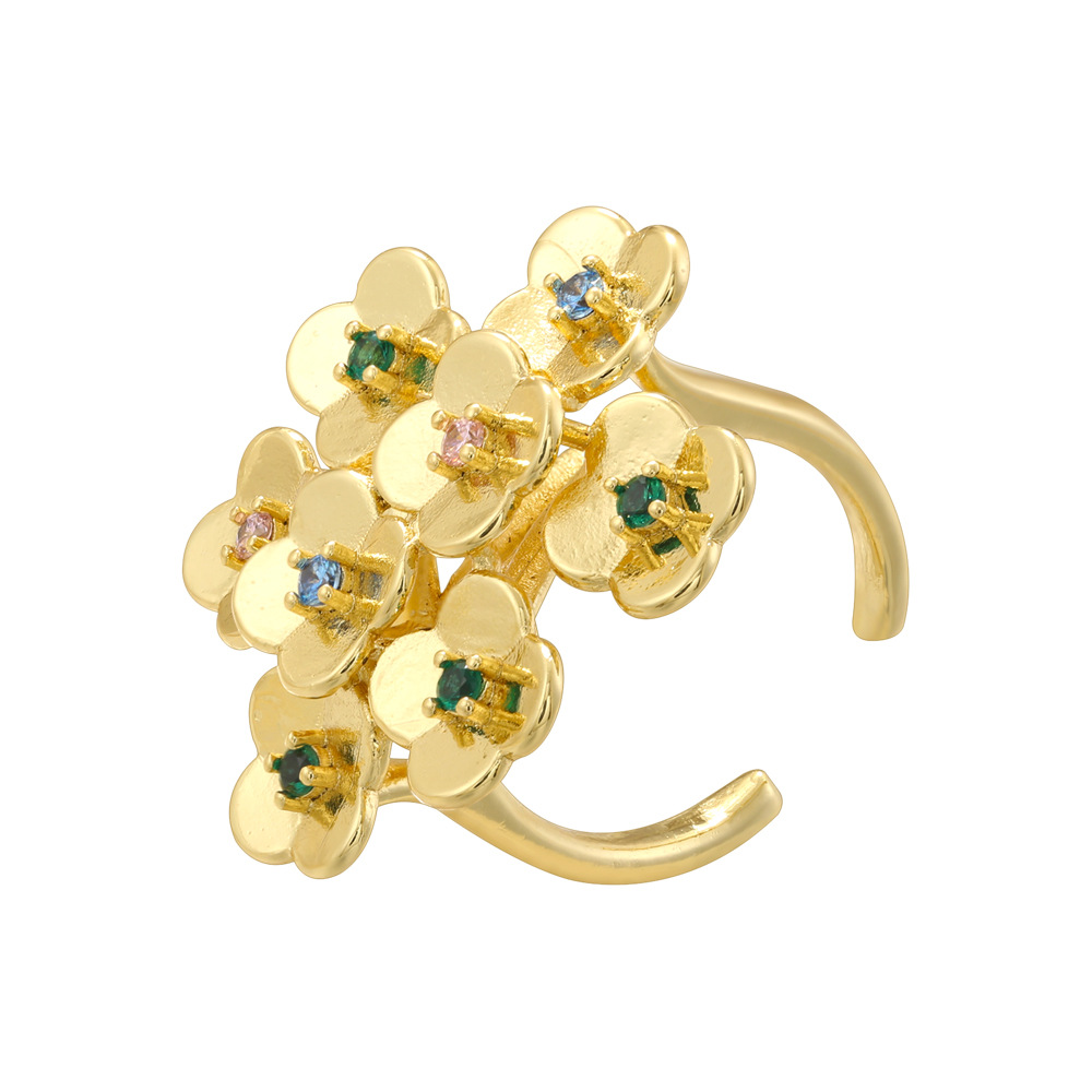 1:Vj708 gold colored diamond flower ring