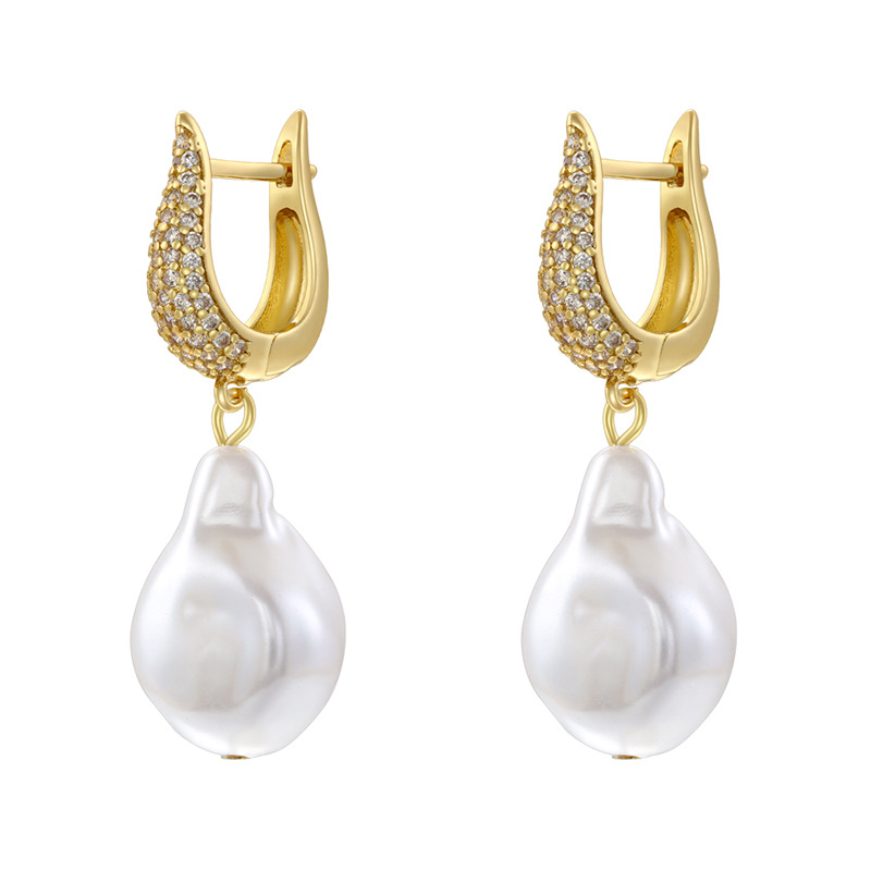 3:Ve1558 gold pearl earrings 1 pair