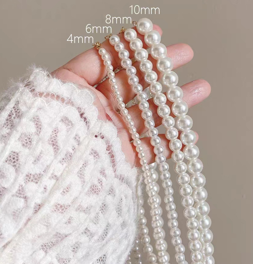 3mm white pearl necklace 925 silver