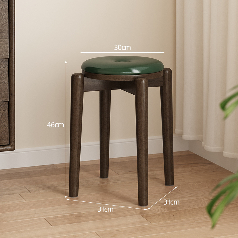 Reunion Stool Walnut Color Dark Green