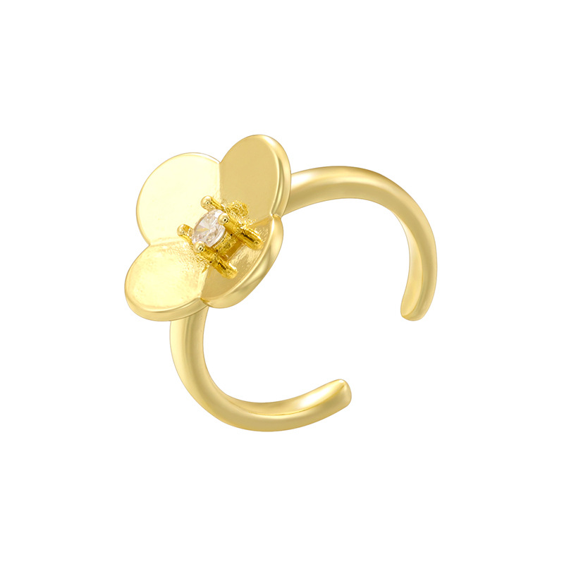 1:Vj705 gold four-leaf clover ring