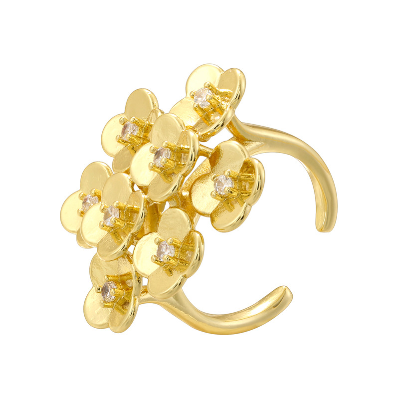 6:Vj708 gold eight-petal flower ring