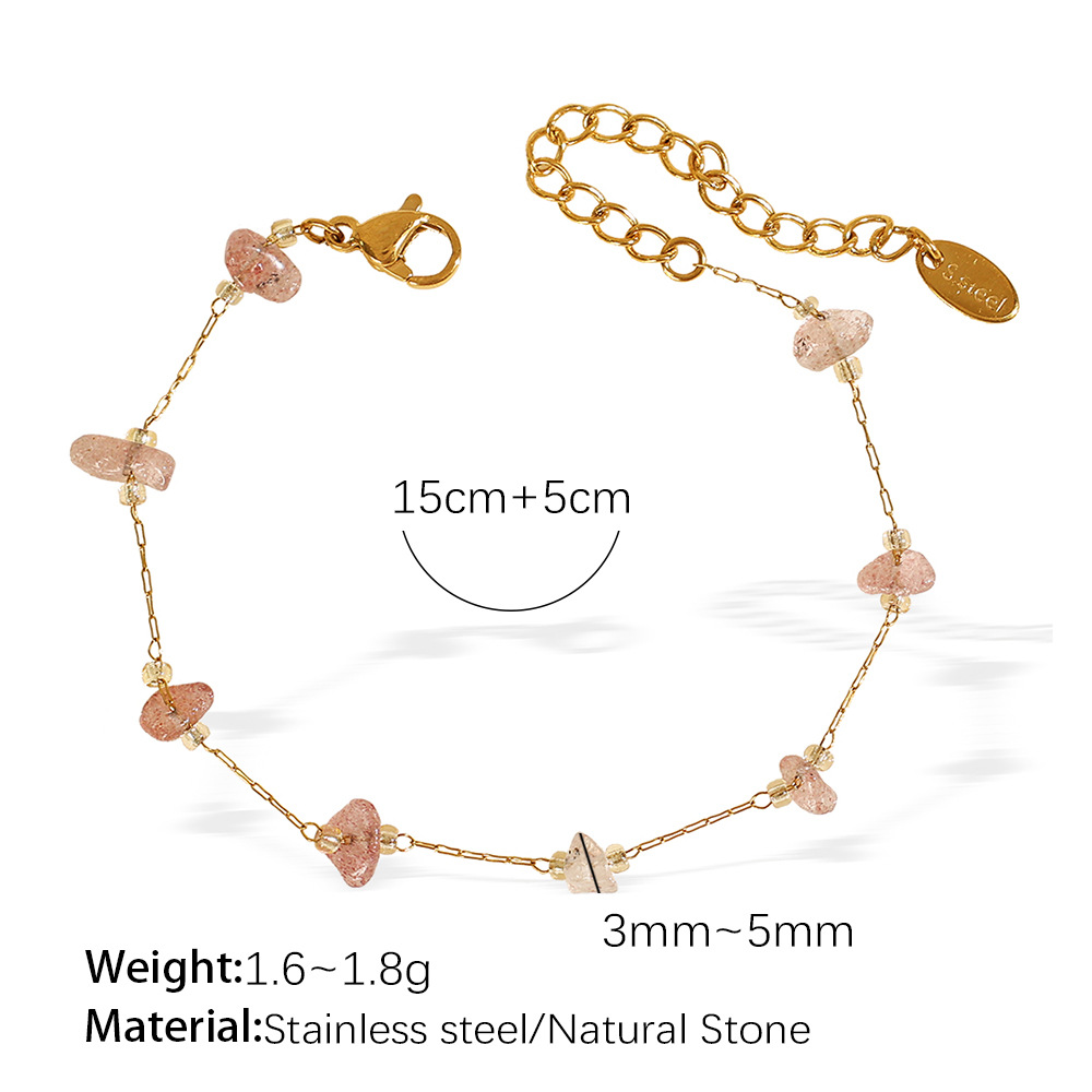 8:Sl118lpg light pink stone gold bracelet