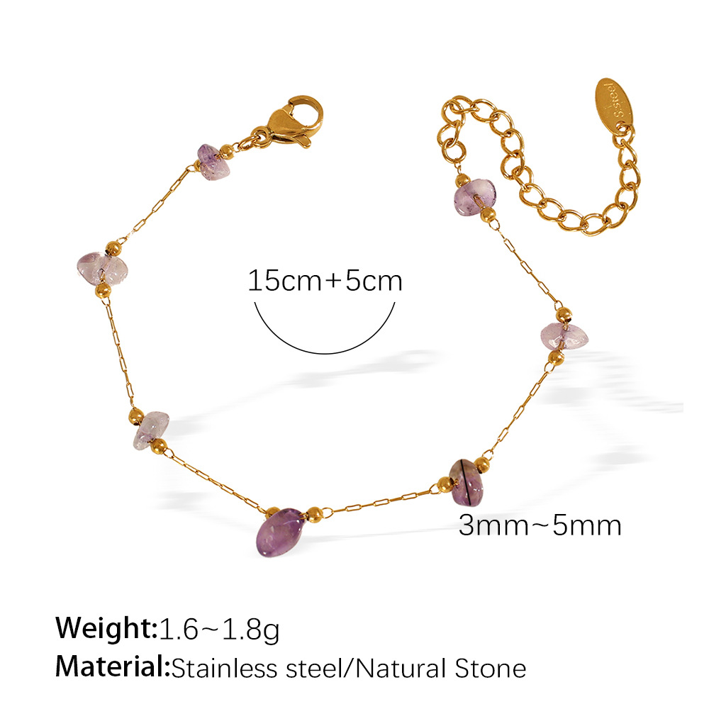 9:Sl118lrg light purple stone gold bracelet