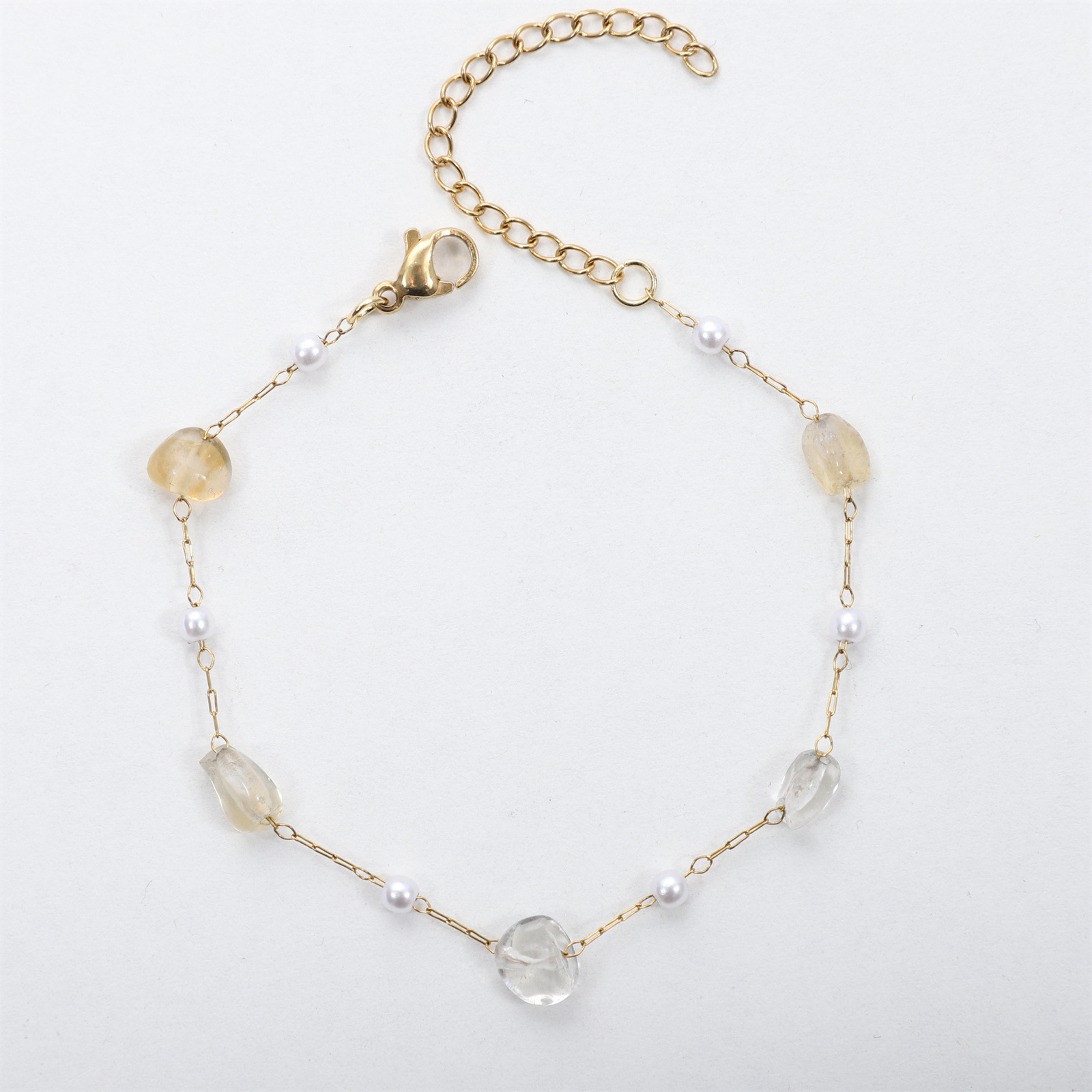 Pearl   transparent white stone 17-5cm bracelet