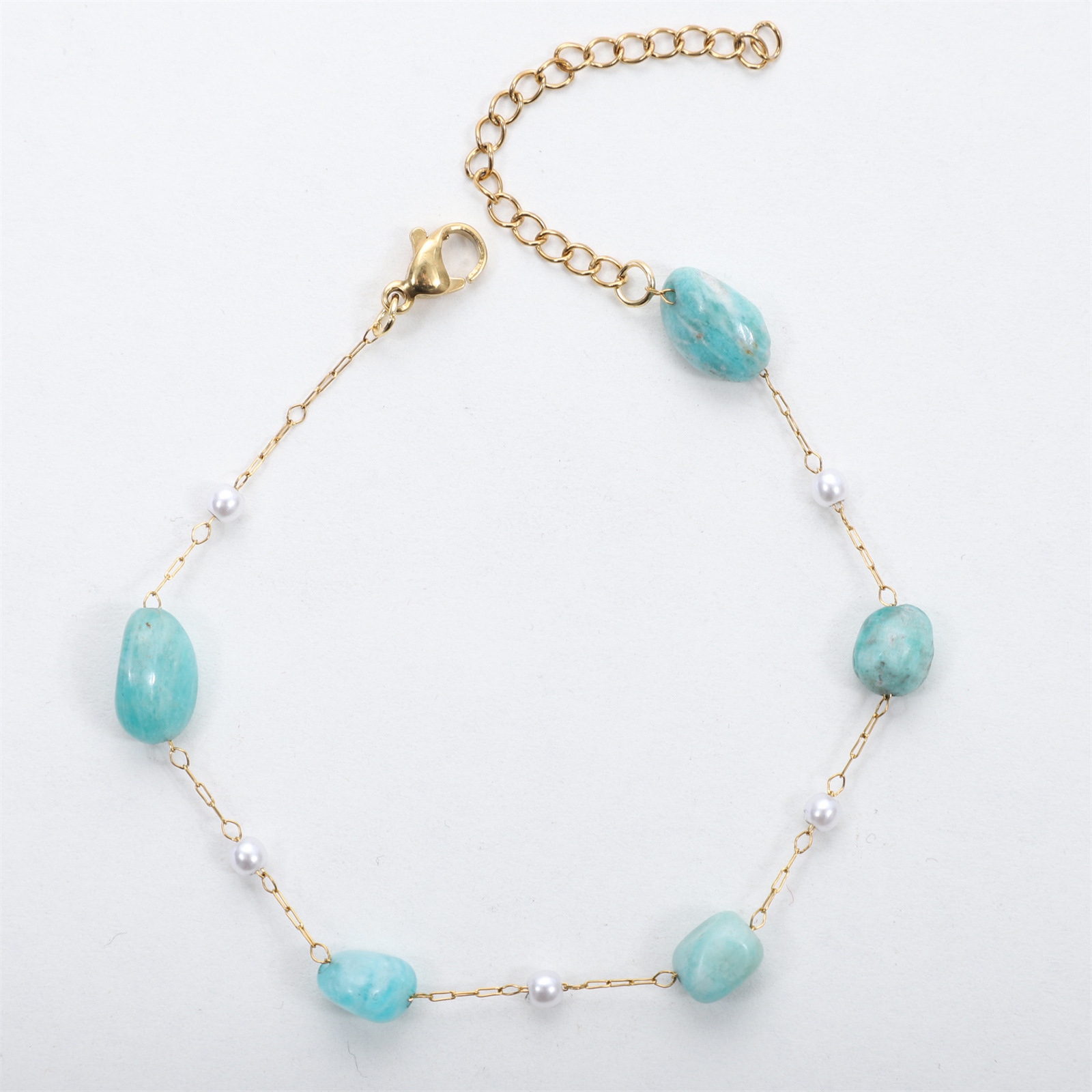 Pearl   lake blue stone 17-5cm bracelet