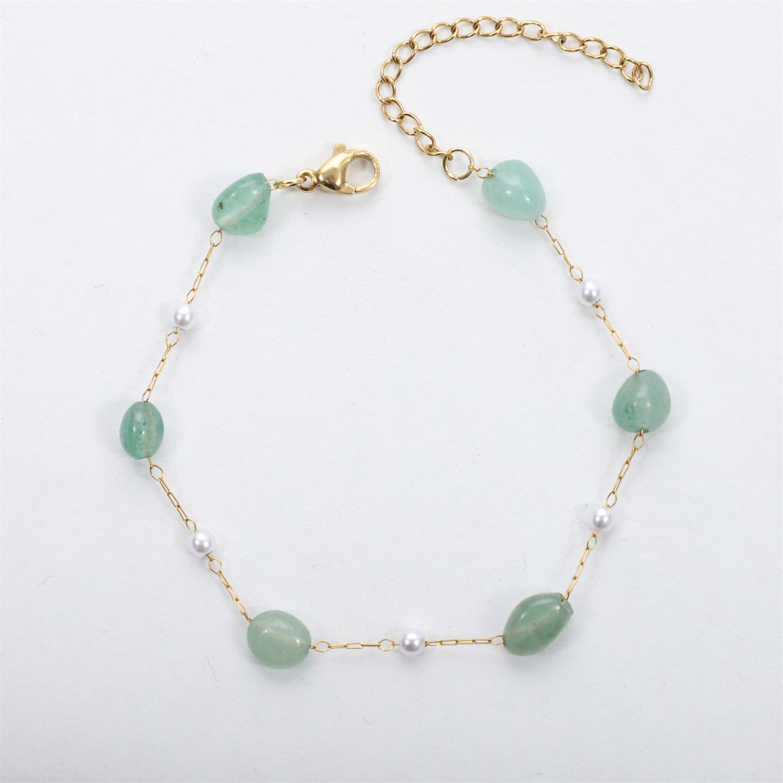 Pearl   green stone 17-5cm bracelet