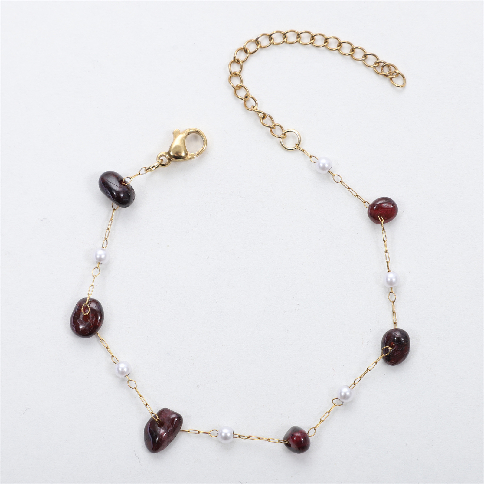 Pearl   garnet 17-5cm bracelet