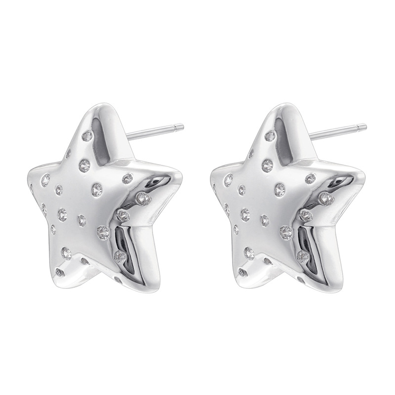 2:White gold white diamond 1 pair