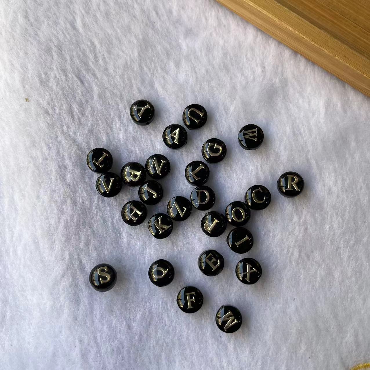 1:Gold letters on black background (one bag of 26 letters)