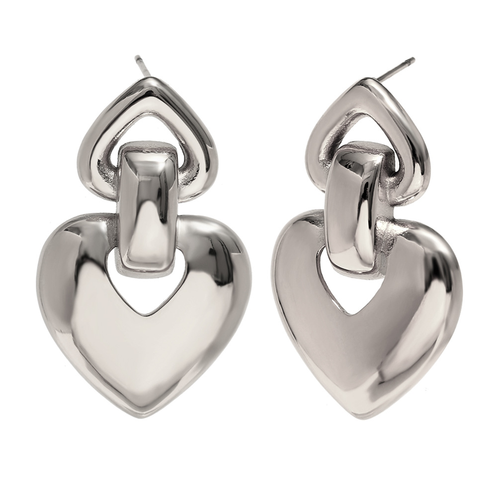 8:Love buckle earrings-steel color