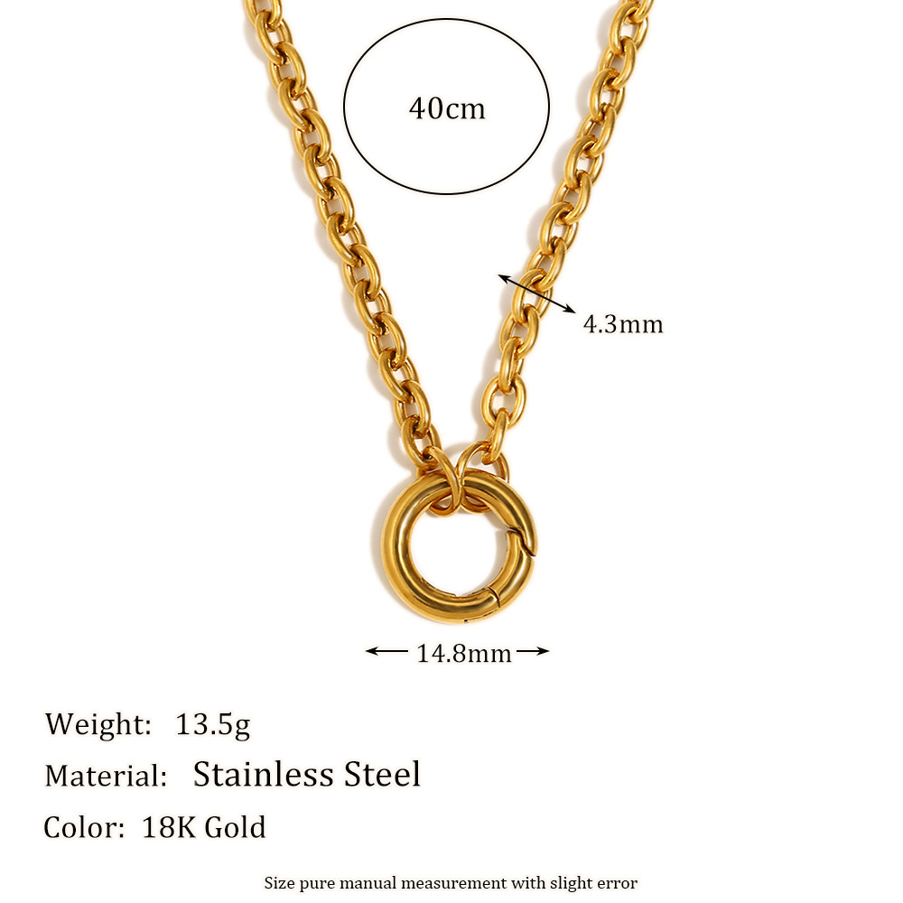 1:Large o chain spring buckle diy necklace-gold