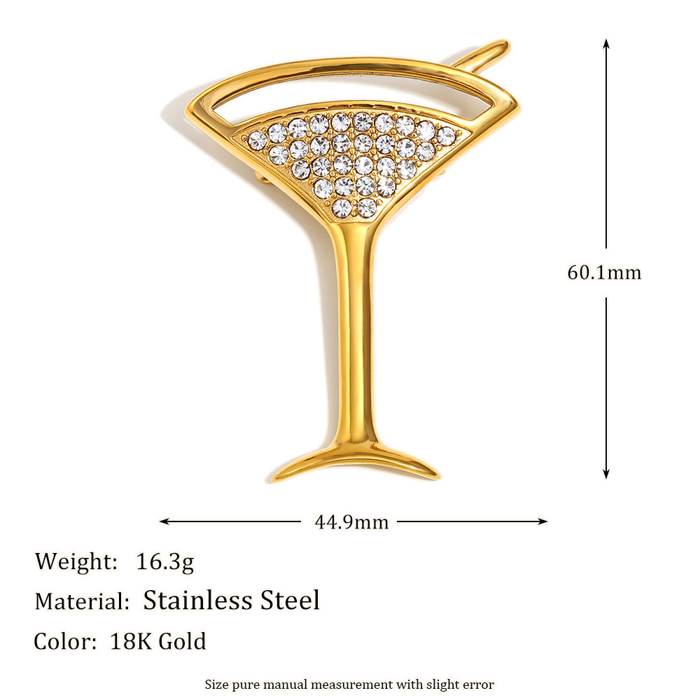 4:Diamond wine glass brooch-gold