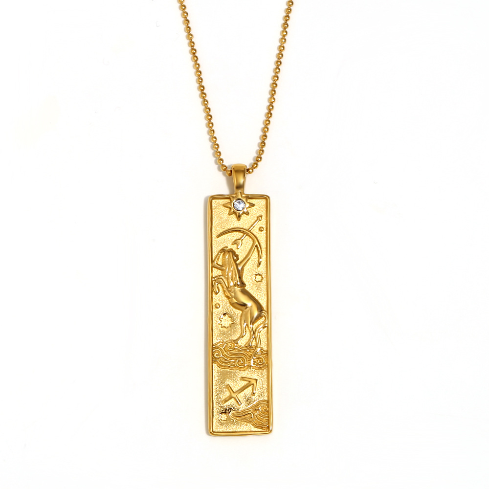 Square constellation pendant necklace-gold-shooter