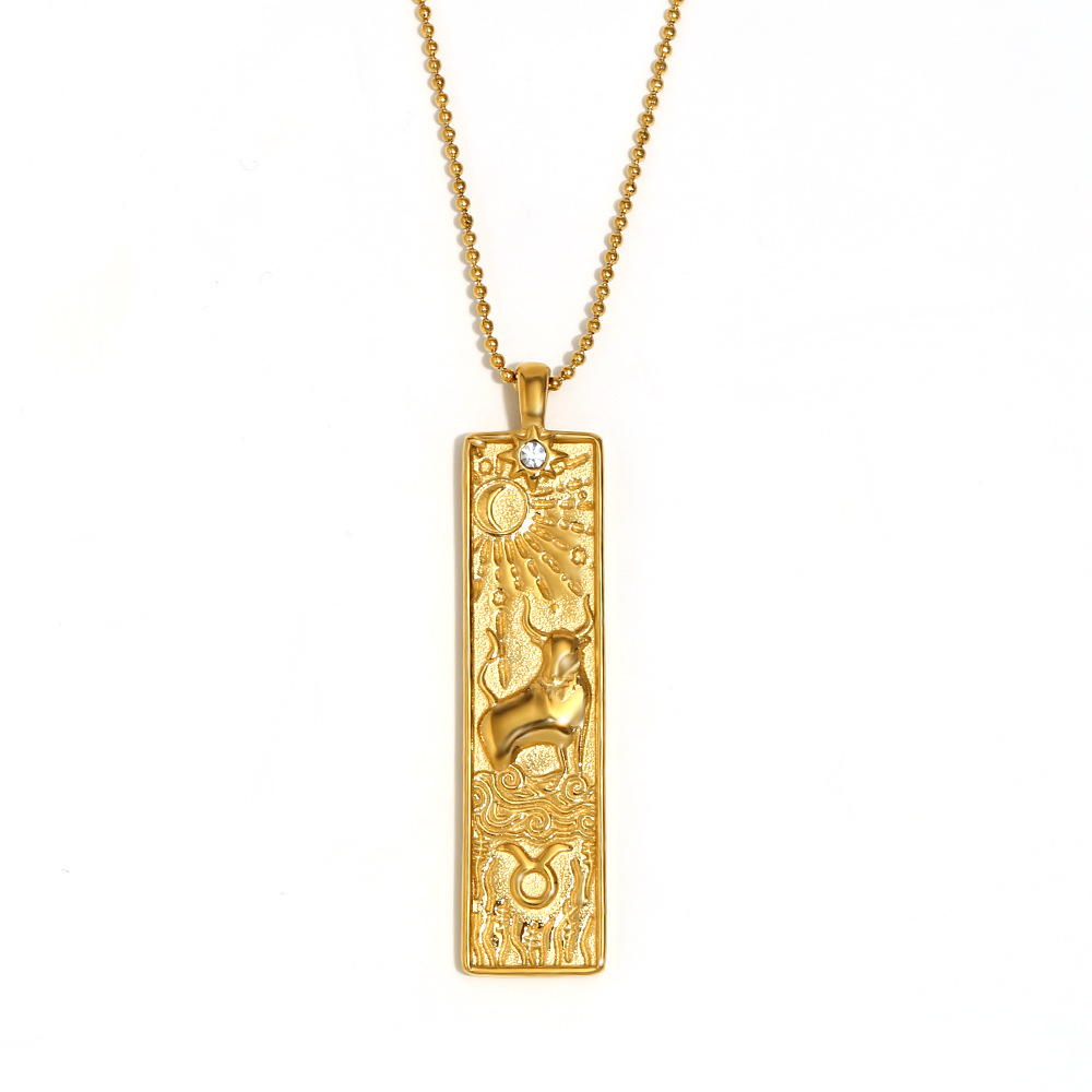 2:Square constellation pendant necklace-gold-taurus
