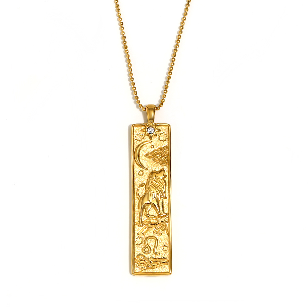 5:Square constellation pendant necklace-gold-lion seat