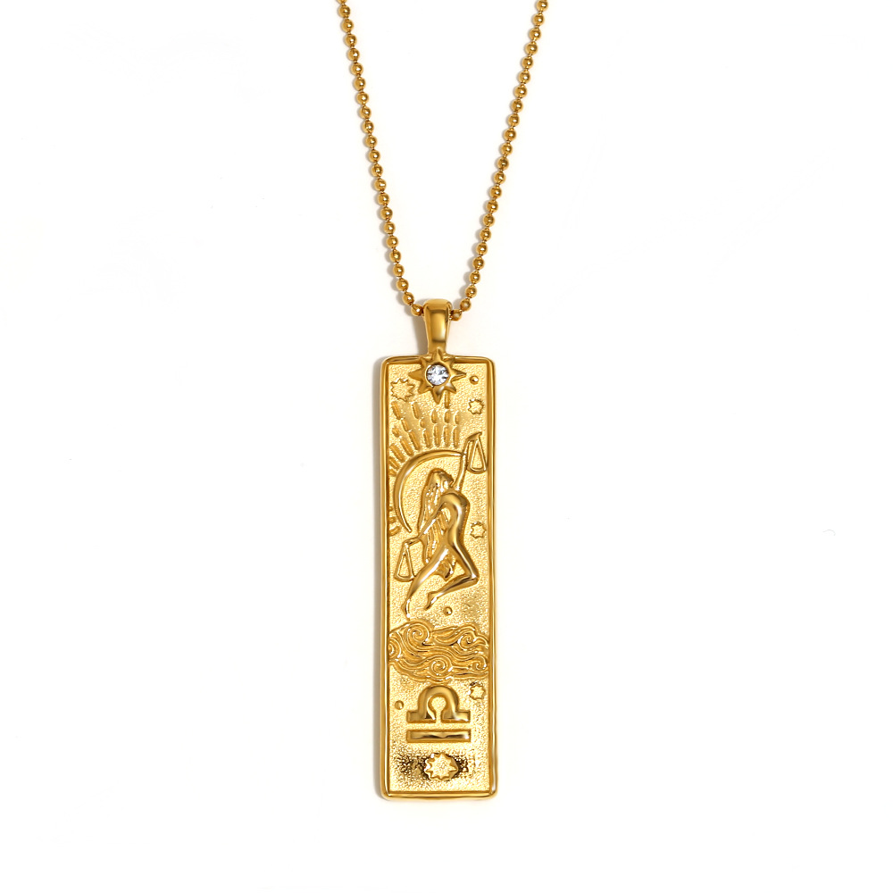 7:Square constellation pendant necklace-gold-libra