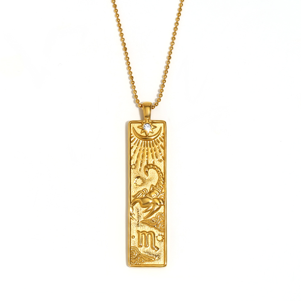8:Square constellation pendant necklace-gold-scorpio