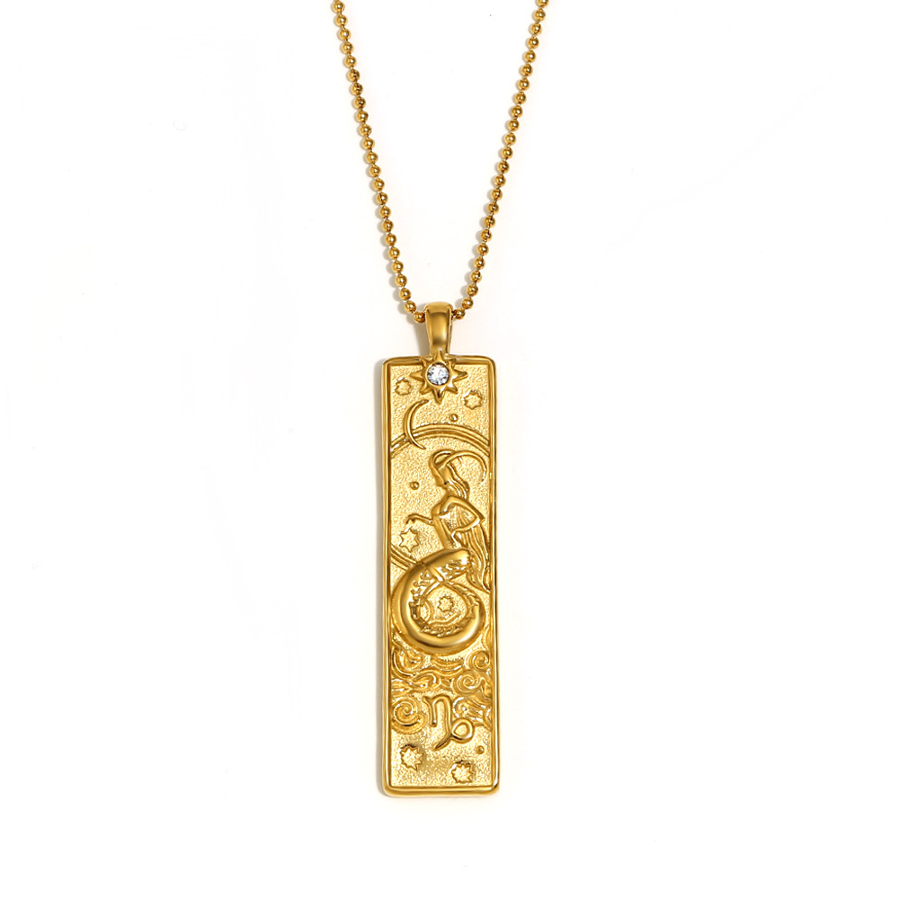 10:Square constellation pendant necklace-gold-capricorn