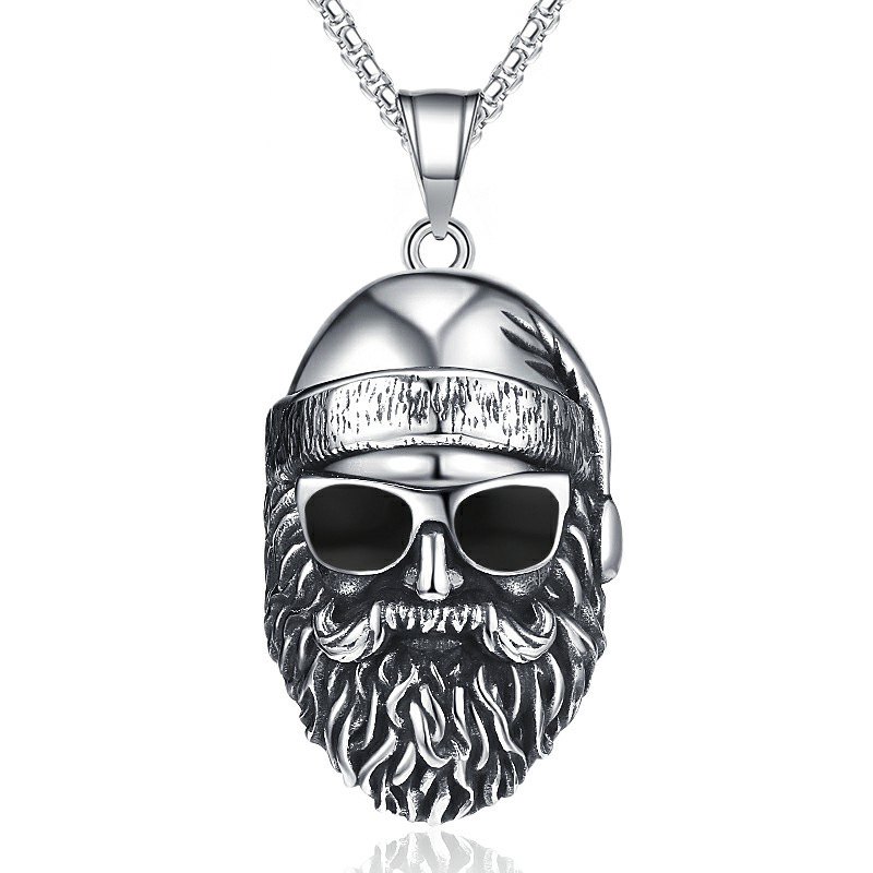 1:Titanium steel beard necklace black
