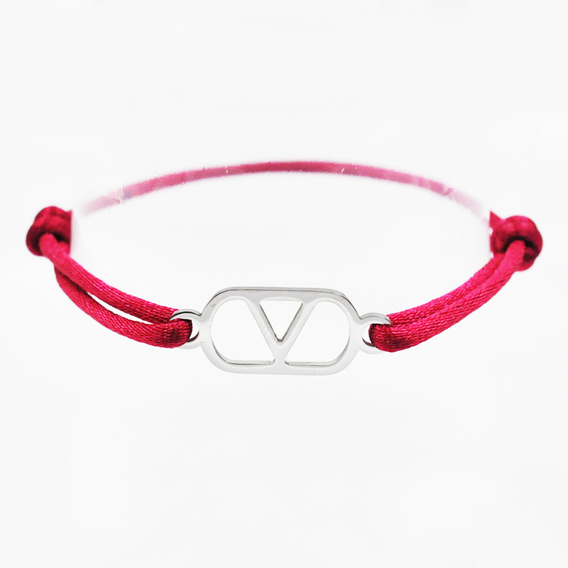 13:Wine red rope   silver accessories