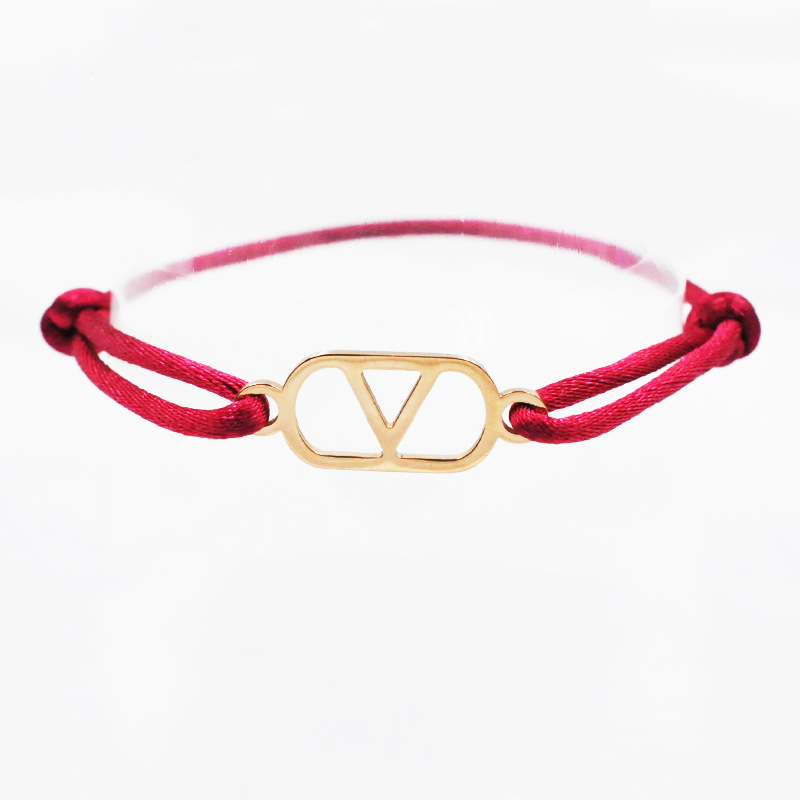 15:Wine red rope   rose gold accessories