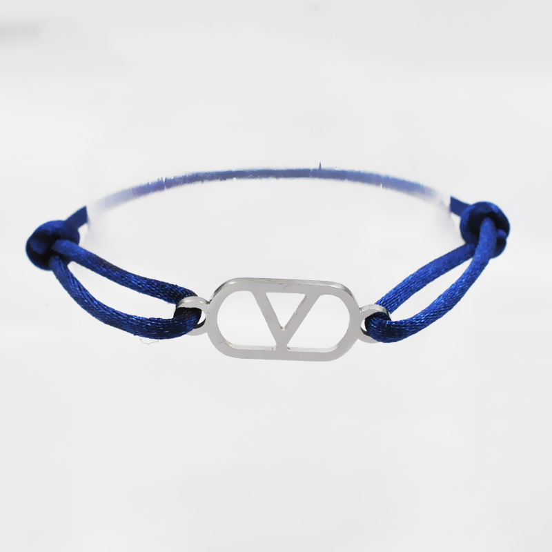 17:Dark blue rope   silver accessories