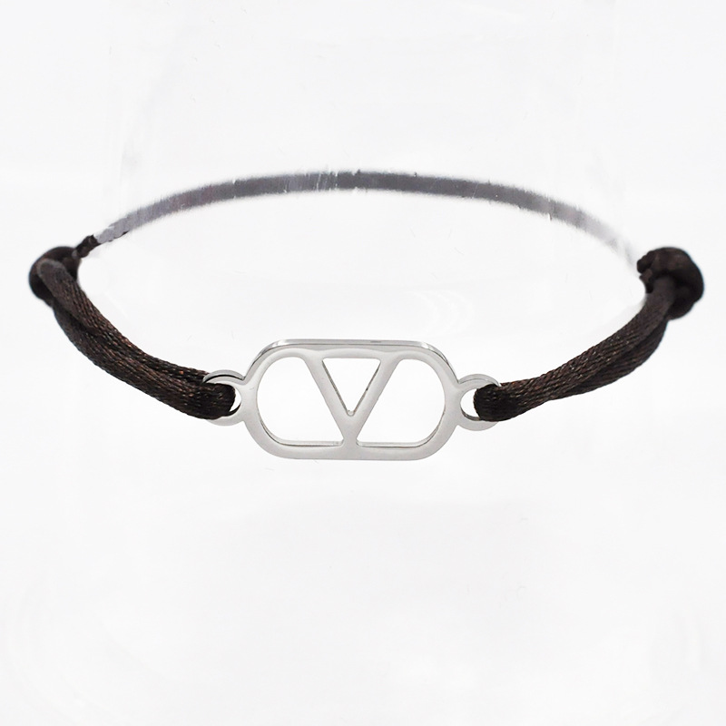 23:Dark brown rope   silver accessories