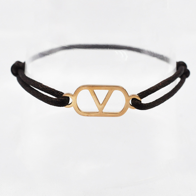 24:Dark brown rope   rose gold accessories