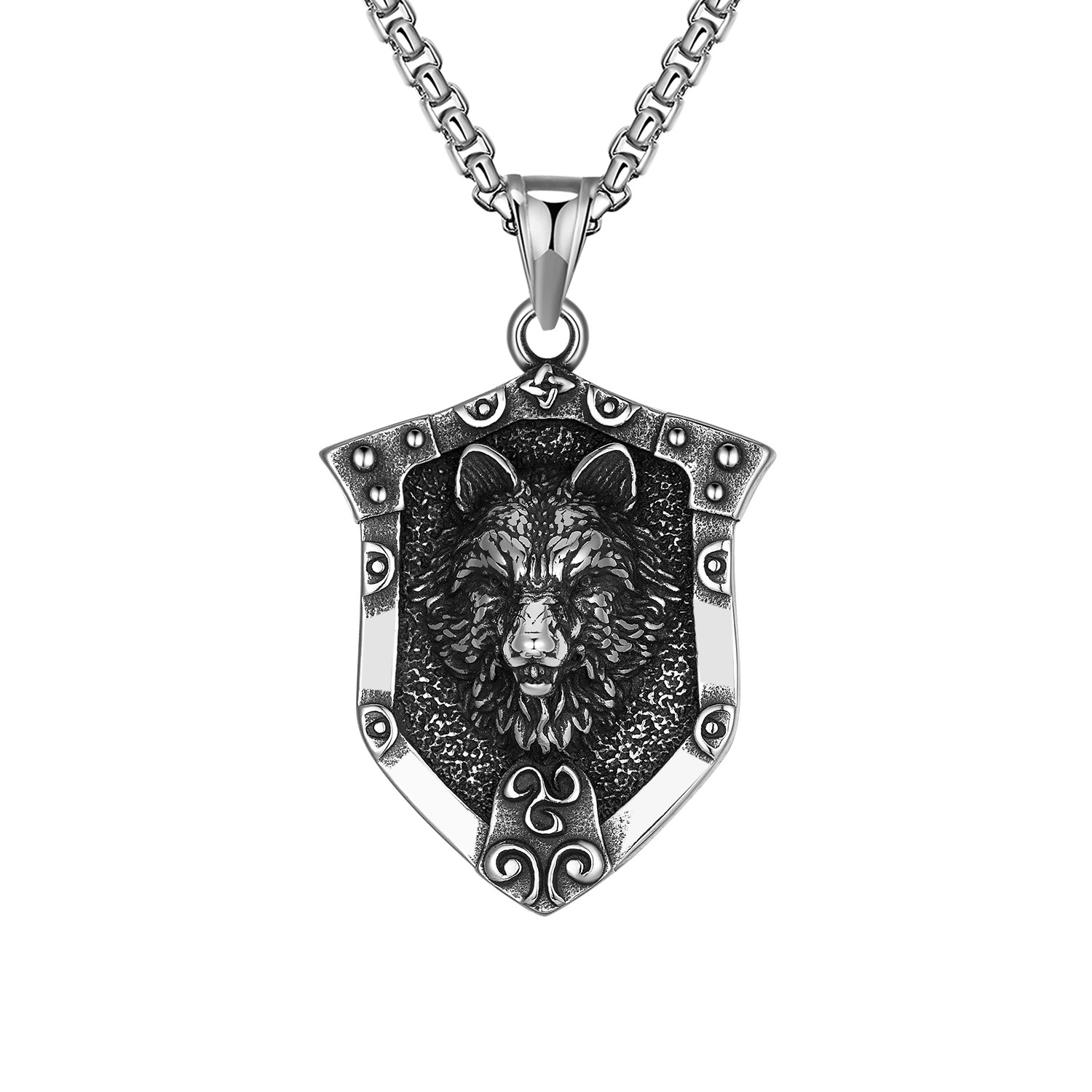 2:Wolf head necklace (with 60cm Pearl Chain)