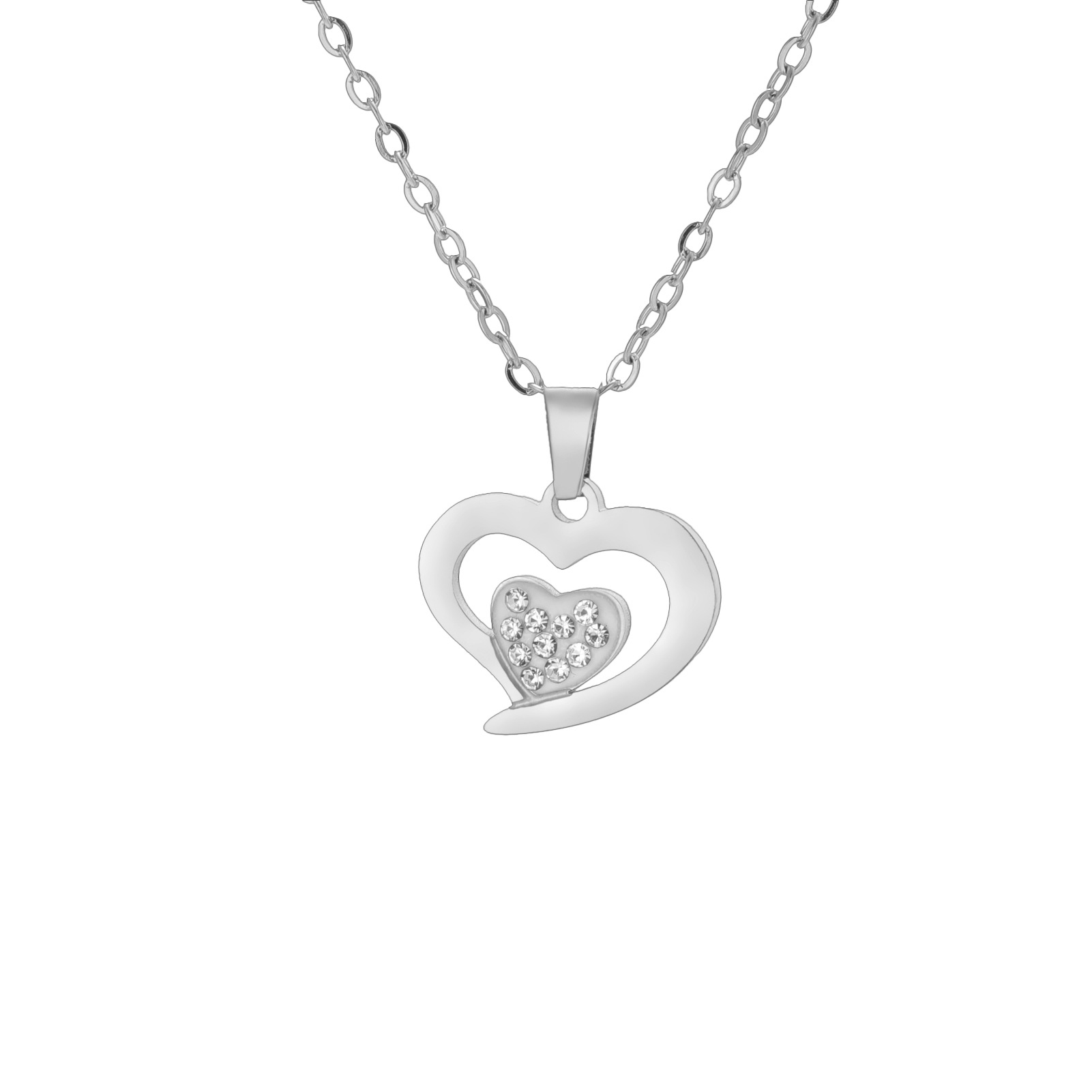 8:Large love embedded point diamond-steel color