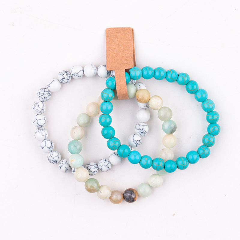 5:Blue turquoise    White turquoise    Amazon stone bracelet suit (three pieces)
