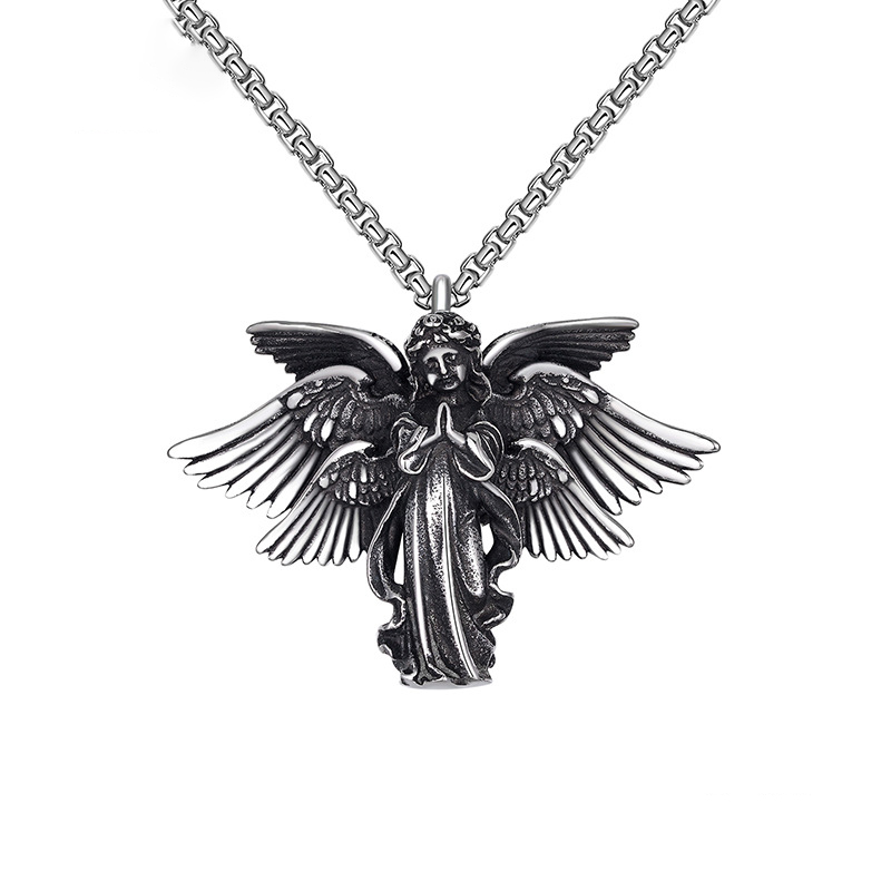 1:Titanium steel angel necklace large