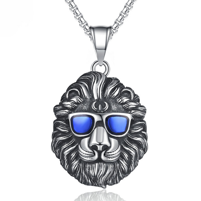 1:Titanium steel lion head necklace a