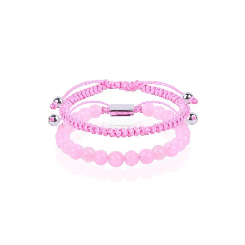 7:Pink Crystal Pink Woven Bracelet