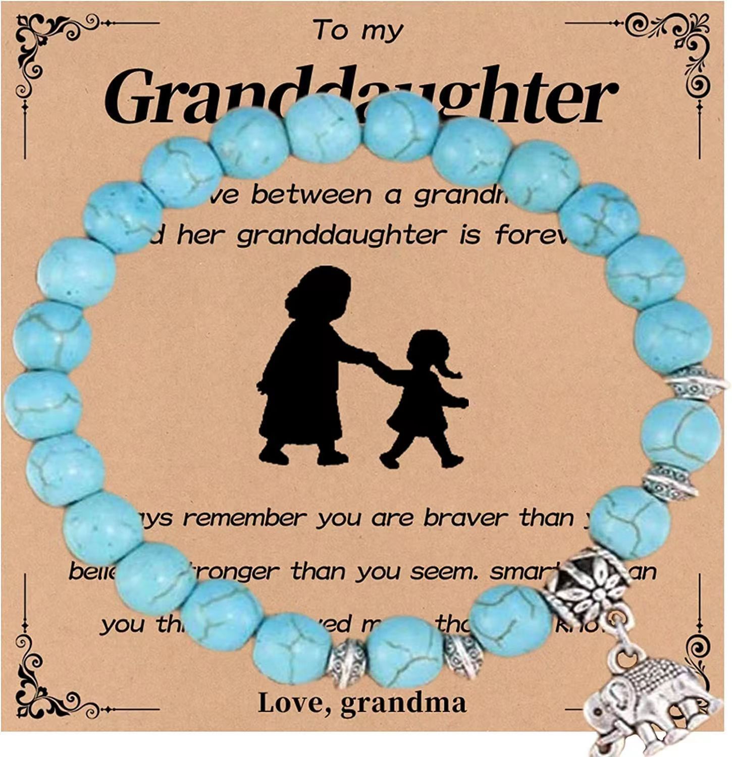 7:Turquoise Elephant Pendant Granddaughter Card