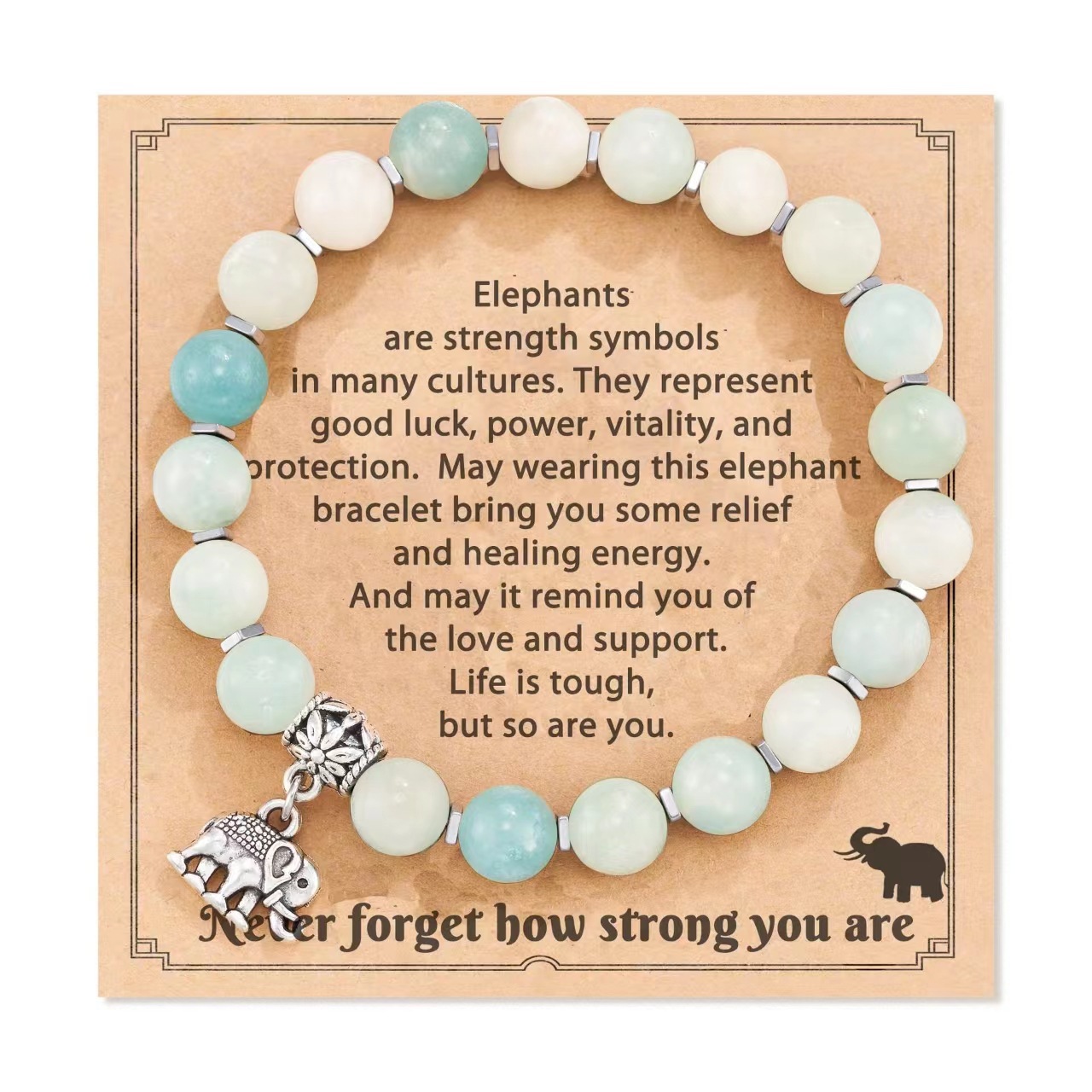 11:Amazon Stone Spacer Elephant Pendant Never Card