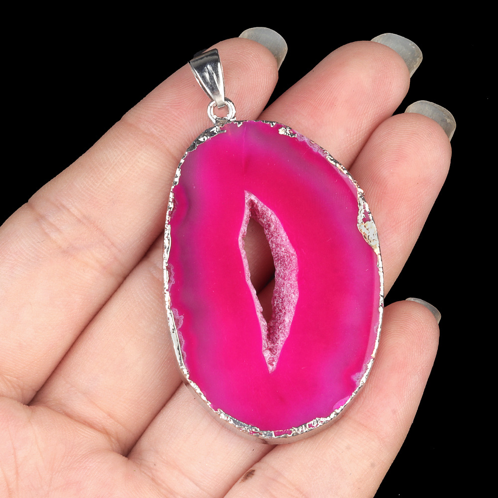 Rose red agate (silver edge)