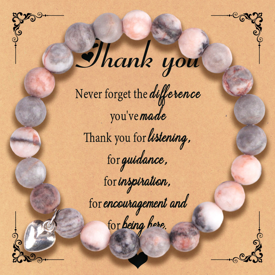 5:Pink Zebra Love Pendant Thank you Card