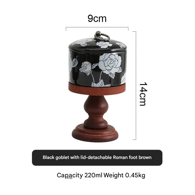 Black - roman feet brown - camellia (removable with lid)