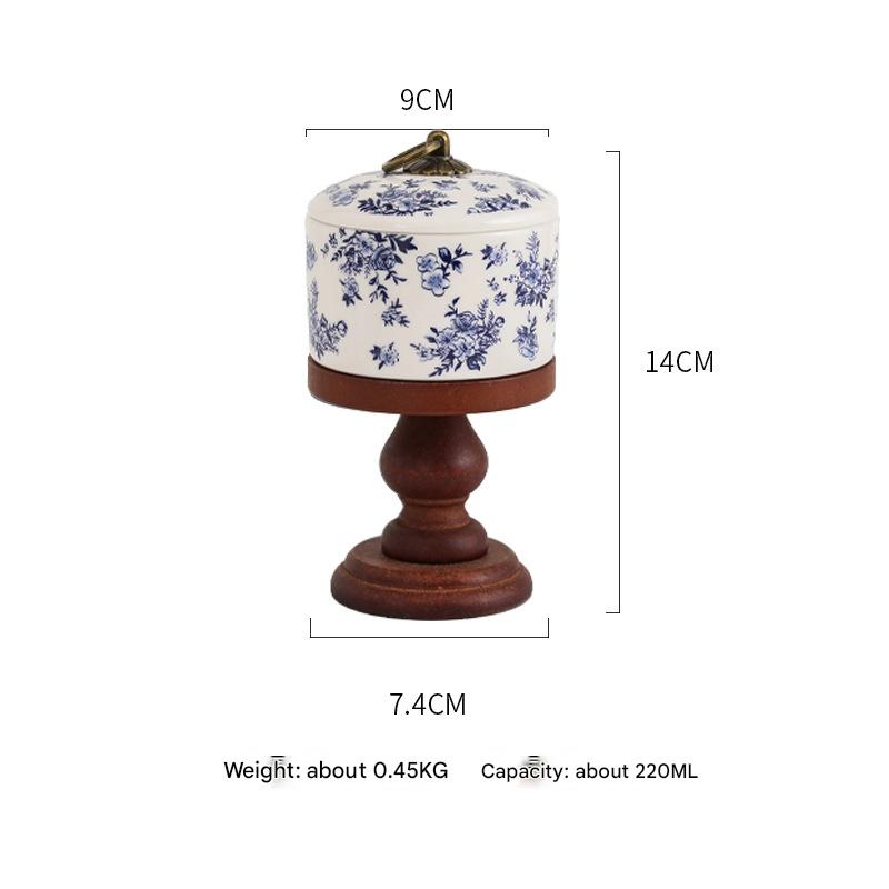 Blue small floral-goblet/desktop wooden legs are detachable (brown)