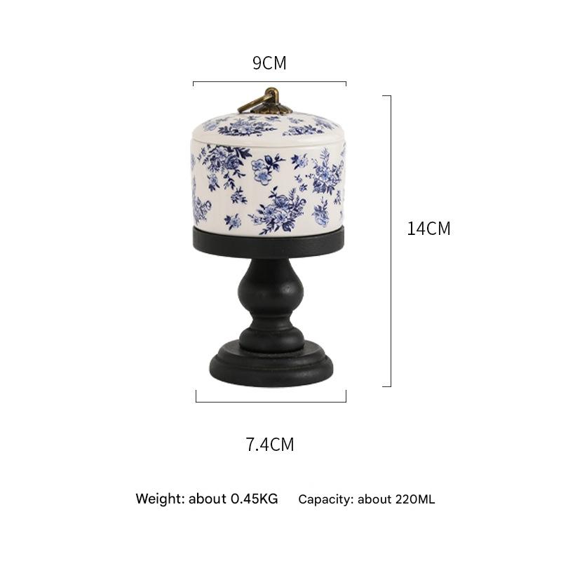 Blue small floral-goblet/desktop wooden legs are detachable (black)