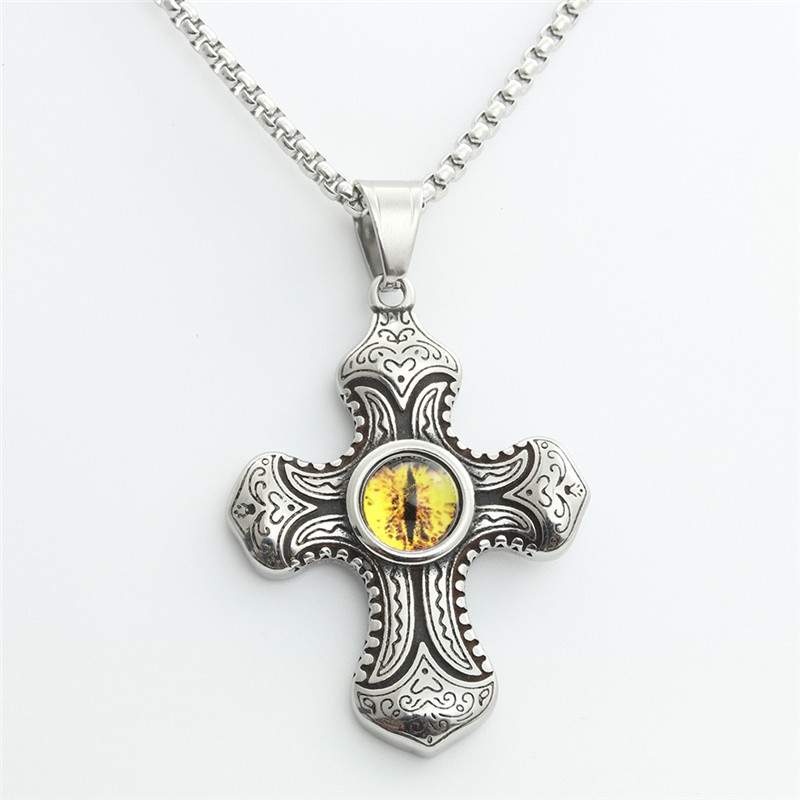 6:Yellow eye pendant with chain 3.0*60cm square Pearl Chain